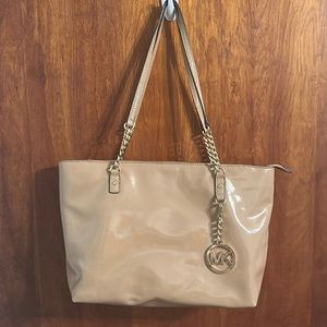 Michael Kors, beige patent leather tote very good used condition